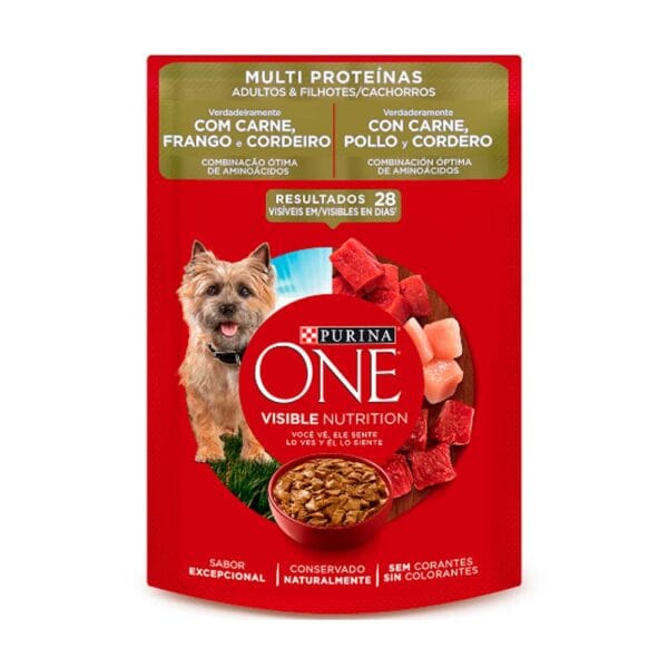 Pouche Perro Adulto Y Cachorro Multi Proteína 85 G Purina One