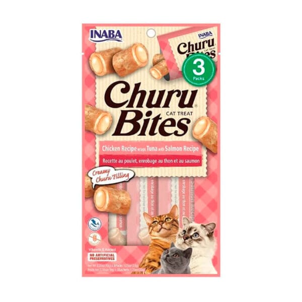Churu Bites Wraps Gato Atún Con Salmón 3 Tubos Inaba