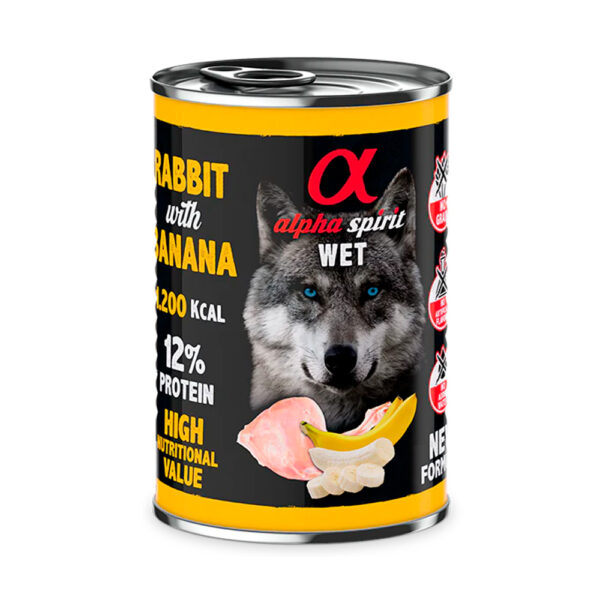 Lata Alpha Spirit Perro Conejo Con Plátano 400 Gr